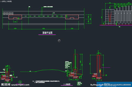 园林景观绿化之栏杆围墙施工图.图片